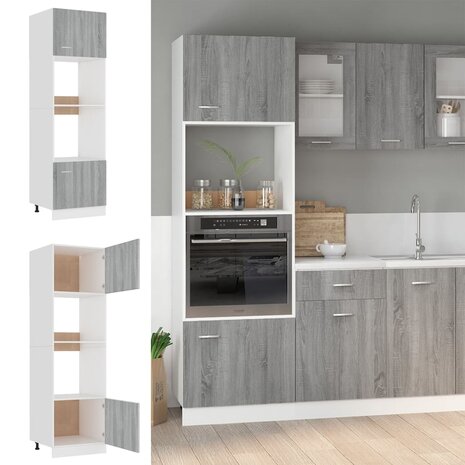 Magnetronkast Lyon 60x57x207 cm bewerkt hout grijs sonoma eiken 1