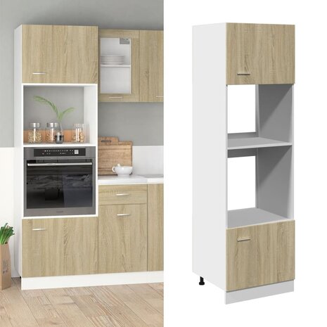 Magnetronkast Lyon 60x57x207 cm bewerkt hout sonoma eikenkleurig 1