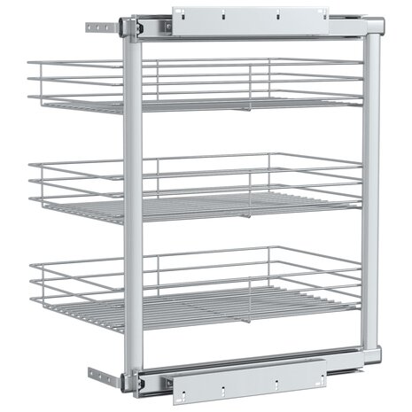 Draadmand keuken uittrekbaar 3-laags 47x35x56 cm zilverkleurig 6