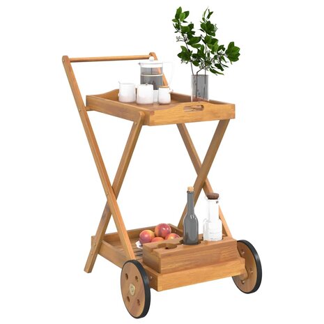 Serveerwagen 54x87x90 cm massief acaciahout 3