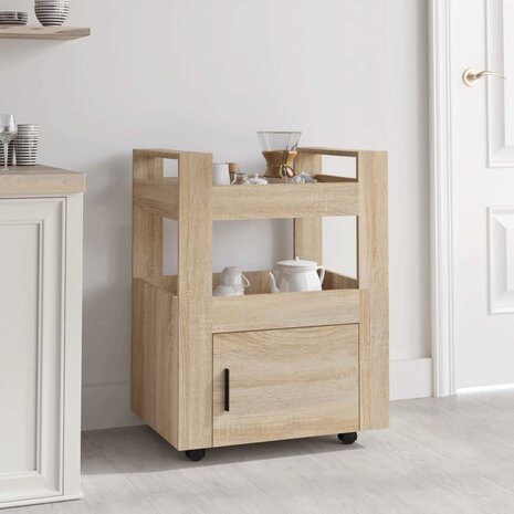 Keukentrolley 60x45x80 cm bewerkt hout sonoma eikenkleurig 1