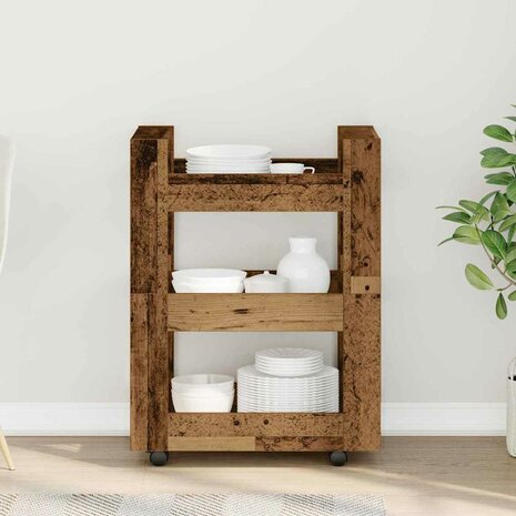 Keukentrolley Eikenhout 60 x 45 x 80 cm Bewerkt hout 4