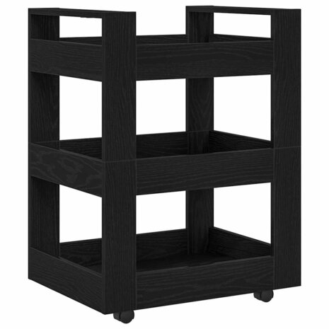 Keukentrolley Zwart Eiken 60 x 45 x 80 cm Bewerkt hout 7