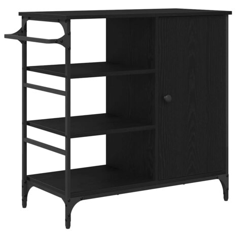 Keukentrolley Zwart Eiken 87.5 x 39 x 84.5 cm Bewerkt hout 6