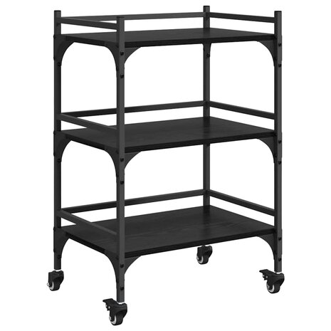 Keukentrolley Zwart Eiken 50 x 35 x 75.5 cm Bewerkt hout 2