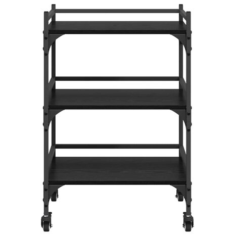 Keukentrolley Zwart Eiken 50 x 35 x 75.5 cm Bewerkt hout 6