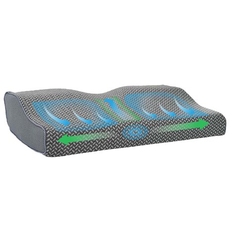 Hoofdkussen met kussen Grijs 60 x 34 x 11 cm Polyester 2