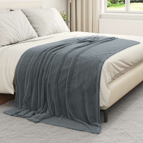 Gooi Deken Donkergrijs 150 x 200 cm Fleece 3
