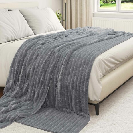 Gooi Deken Donkergrijs 240 x 220 cm Fleece 3