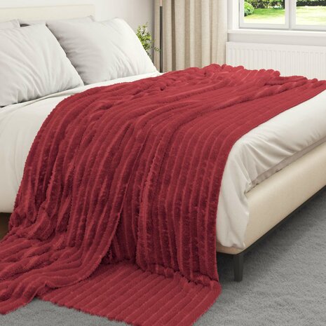 Gooi Deken Bordeaux Rood 240 x 220 cm Fleece 3