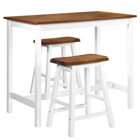 3-delige Bartafel en -krukkenset massief hout 2