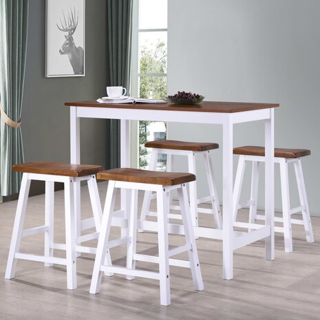 Bartafel- en krukkenset massief hout 5-delig  1