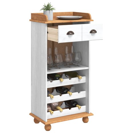 Wijnkast ASKIM Wit met Honingtopp 57 x 37 x 114 cm 2