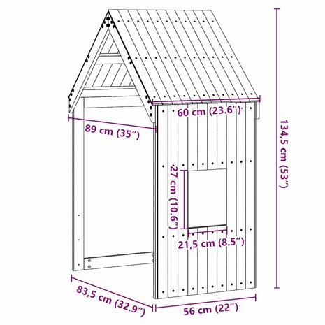 Kinderbedhuisje 60x89x134,5 cm massief grenenhout wit 9