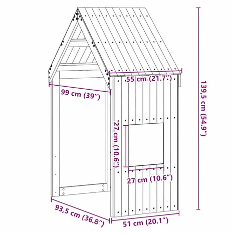 Kinderbedhuisje 55x99x139,5 cm massief grenenhout 9