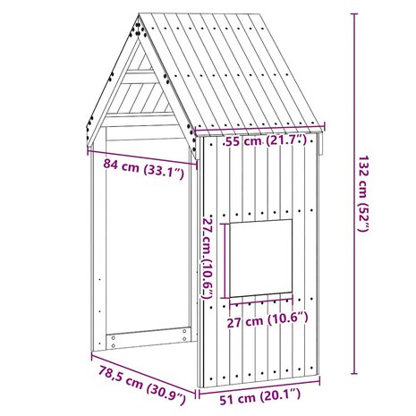 Kinderbedhuisje 55x84x132 cm massief grenenhout wit 9