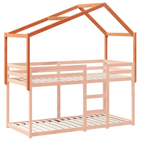 Kinderbedhuisje 203x95,5x142 cm massief grenenhout wasbruin 3