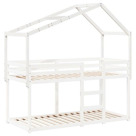 Kinderbedhuisje 203x80,5x142 cm massief grenenhout wit 3