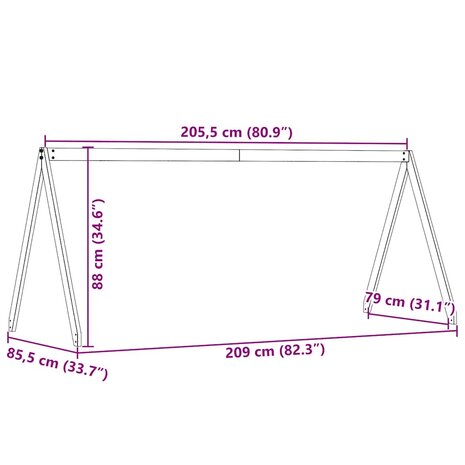 Kinderbedhuisje 209x85,5x88 cm massief grenenhout wasbruin 9