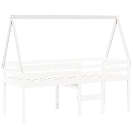 Kinderbedhuisje 199x95,5x88 cm massief grenenhout wit 3