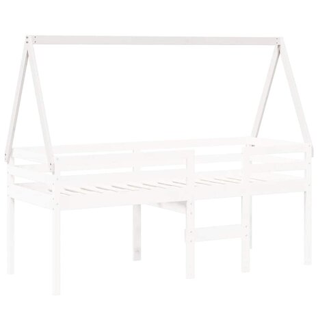 Kinderbedhuisje 199x80,5x88 cm massief grenenhout wit 3