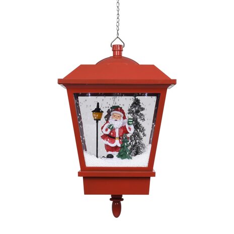Kersthanglamp met LED-lamp en kerstman 27x27x45 cm rood 4