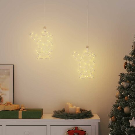 Kerstverlichting silhouet van de kerstman2 st 35 LEDs warm wit 3