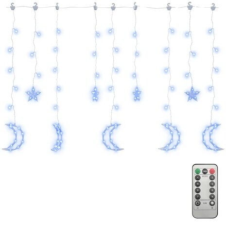 Lichtslinger ster en maan afstandsbediening 345 LED's blauw 2