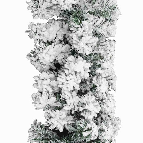 Kerstslinger met sneeuw 10 m PVC groen 3