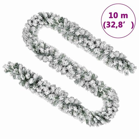 Kerstslinger met sneeuw 10 m PVC groen 5