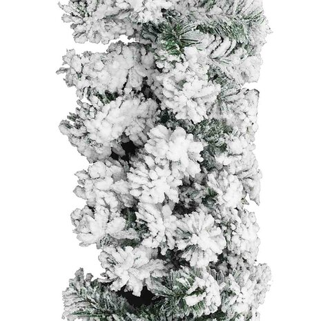 Kerstslinger met sneeuw 20 m PVC groen 3