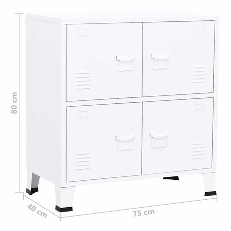 Opbergkast industrieel 75x40x80 cm staal wit 9