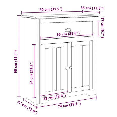 Gangkast BODO 80x35x90 cm wit 9
