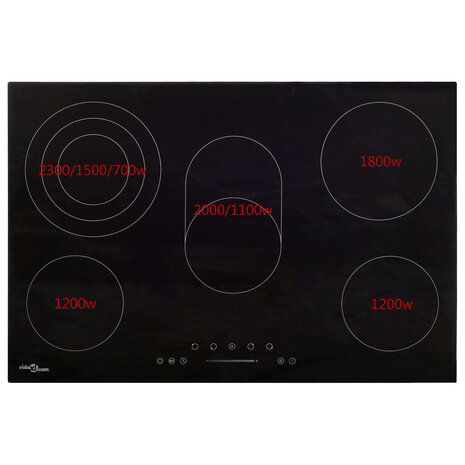 Keramische kookplaat 5 kookzones aanraakbediening 8500 W 90 cm 4