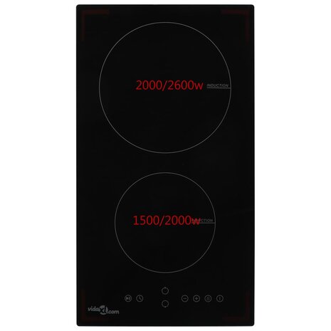 Inductiekookplaat met 2 kookzones aanraakbediening 3500 W glas 2