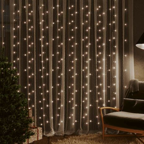 Lichtgordijn met 300 LED's en 8 functies 3x3 m warmwit 1