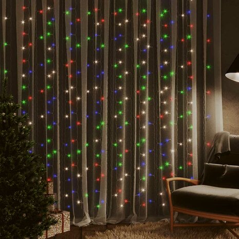 Lichtgordijn met 300 LED's en 8 functies 3x3 m meerkleurig 1