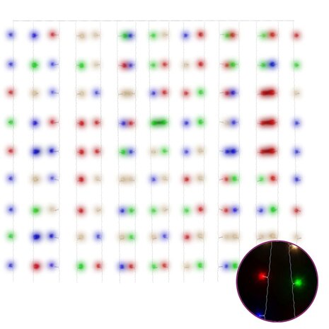 Lichtgordijn met 300 LED's en 8 functies 3x3 m meerkleurig 2