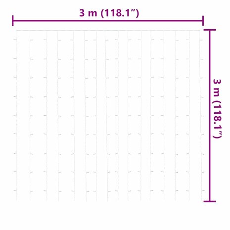 Lichtgordijn met 300 LED's en 8 functies 3x3 m meerkleurig 5