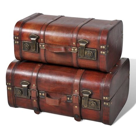 Schatkisten 2 st vintage-stijl hout bruin  1