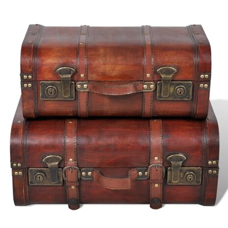 Schatkisten 2 st vintage-stijl hout bruin  2