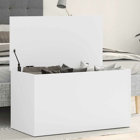 Opbergkist 84x42x46 cm bewerkt hout wit 3
