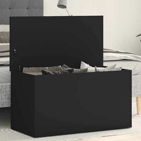 Opbergkist 84x42x46 cm bewerkt hout zwart 1