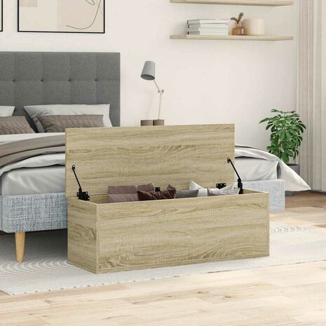 Opbergbox 102x35x35 cm bewerkt hout sonoma eikenkleurig 3
