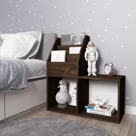 Kindertijdschriftenrek 71x30x78,5 cm bewerkt hout gerookt eiken 1