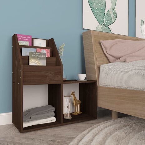 Kindertijdschriftenrek 71x30x78,5 cm bewerkt hout gerookt eiken 3