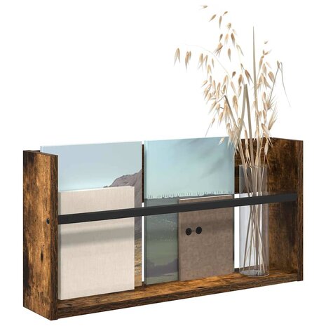 Tijdschriftenrek Gerookt eiken 60 x 12 x 30 cm Bewerkt hout 3