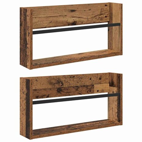 Tijdschriftenrek 2 pcs Oudhout 60 x 12 x 30 cm Bewerkt hout 2