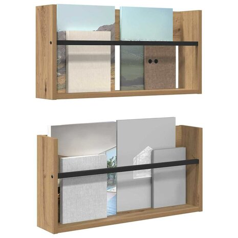 Tijdschriftenrek met plank 2 pcs Artisan Eiken 60 x 12 x 30 cm 3