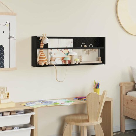 Tijdschriftenrek Zwart Eiken 80 x 12 x 30 cm Bewerkt hout 4